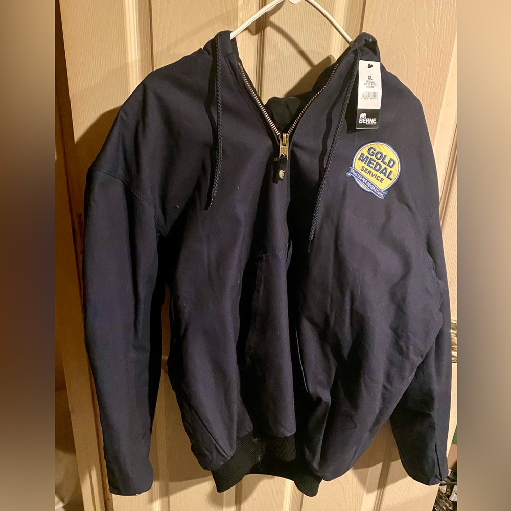Berne Navy Blue Heavy Work Coat with Gold Medal Patch